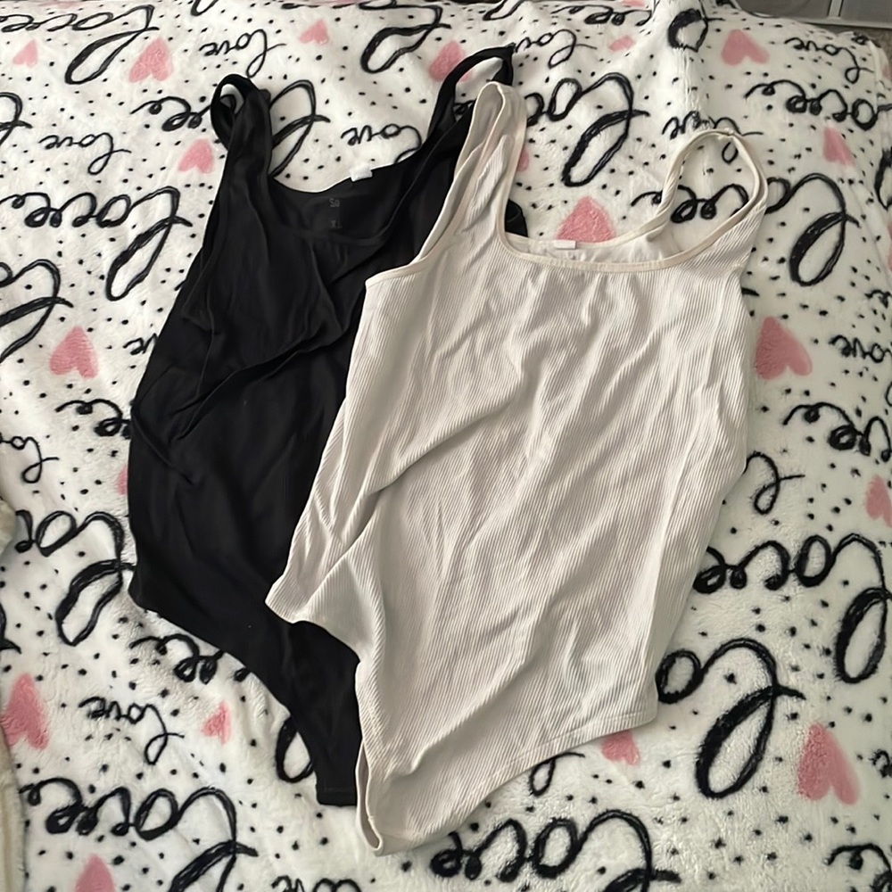 white and black body suit